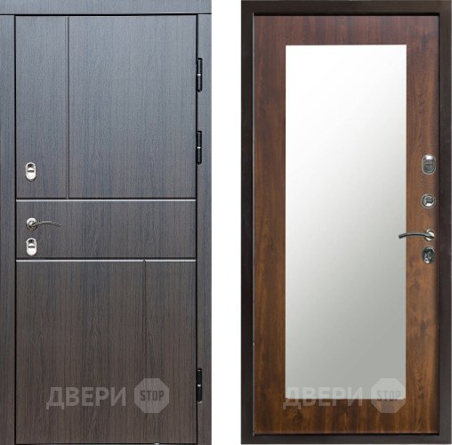 Входная металлическая Дверь Престиж TERMO с терморазрывом Горизонт Венге Зеркало пастораль Дуб в Пушкино