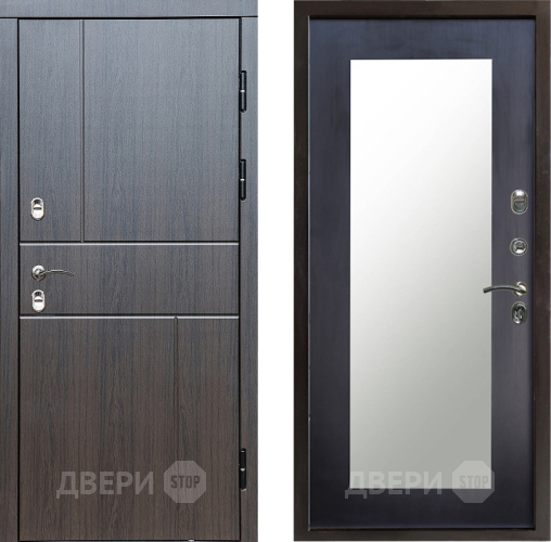 Входная металлическая Дверь Престиж TERMO с терморазрывом Горизонт Венге Зеркало пастораль Венге в Пушкино