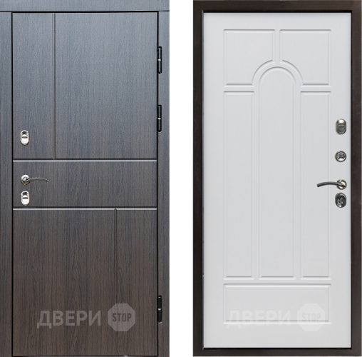 Входная металлическая Дверь Престиж TERMO с терморазрывом Горизонт Венге Арка Белое дерево в Пушкино