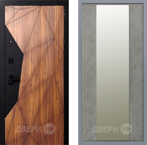 Дверь Заводские двери Морра Зеркало Макси Бетон темный в Пушкино