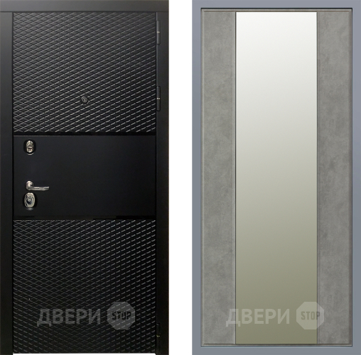 Дверь Заводские двери Тефлон Зеркало Макси Бетон темный в Пушкино