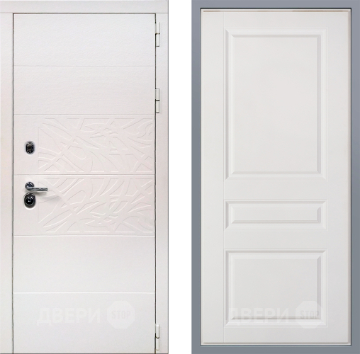 Дверь Заводские двери Дэко Вайт Стокгольм Белый софт в Пушкино