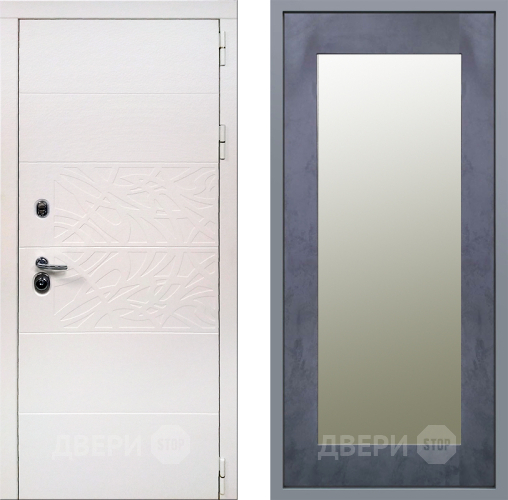 Дверь Заводские двери Дэко Вайт Зеркало Модерн Бетон темный в Пушкино