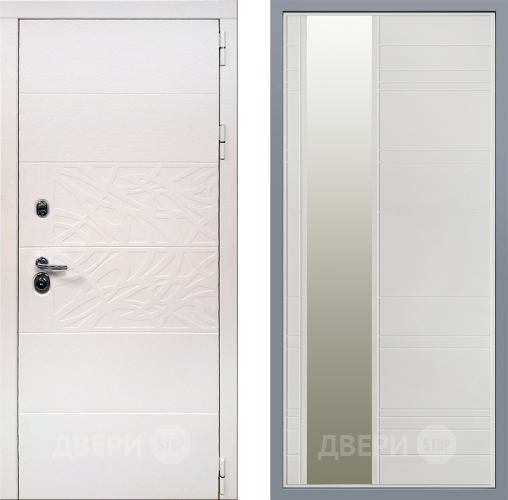 Дверь Заводские двери Дэко Вайт Зеркало Лира Белый софт в Пушкино