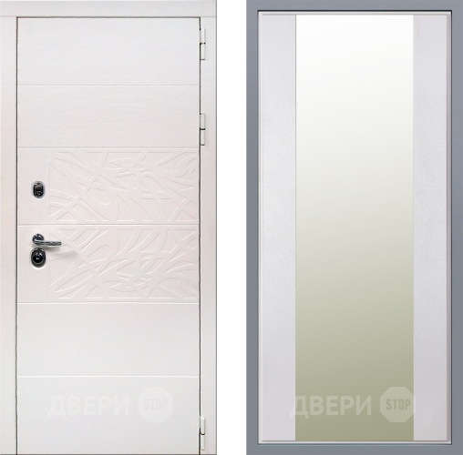 Дверь Заводские двери Дэко Вайт Зеркало Макси Белый шелк в Пушкино