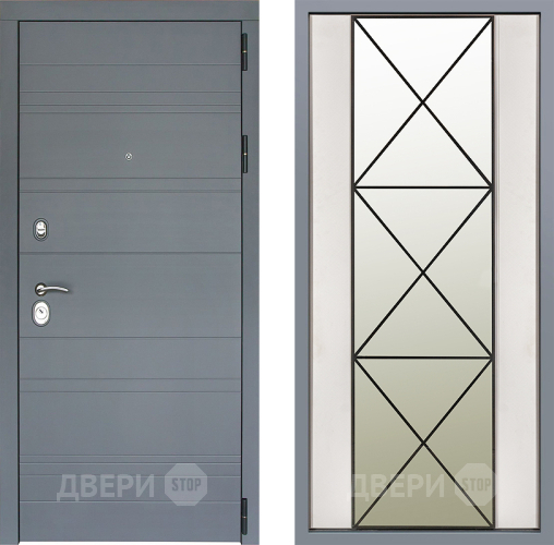 Дверь Заводские двери Лира Софт графит Зеркало Перфекто Структурное дерево в Пушкино