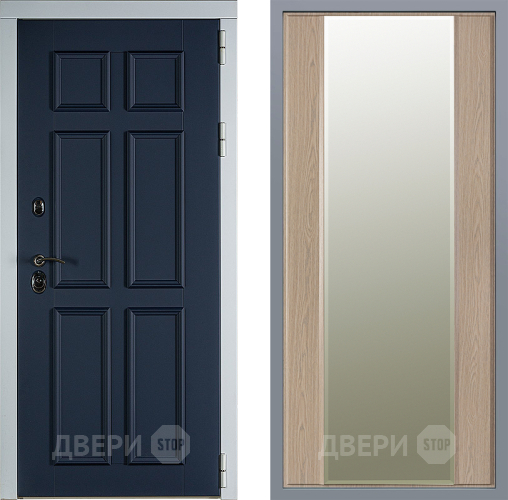 Дверь Заводские двери Стокгольм Зеркало Макси Беленый дуб в Пушкино