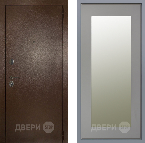 Дверь Заводские двери Эталон 3к антик медь Зеркало Модерн Грей софт в Пушкино