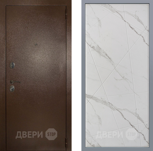Дверь Заводские двери Эталон 3к антик медь Флитта Мрамор белый в Пушкино
