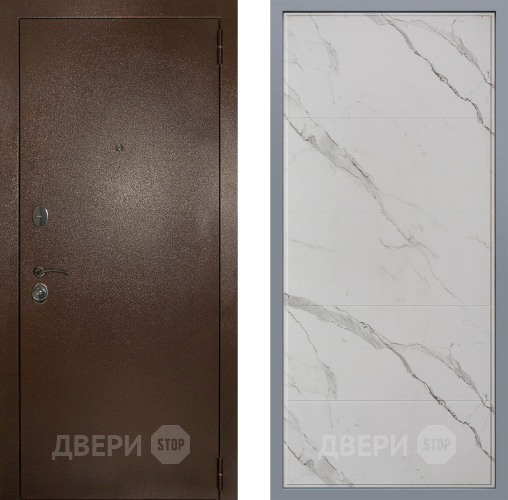 Дверь Заводские двери Эталон 3к антик медь Тривия Мрамор белый в Пушкино