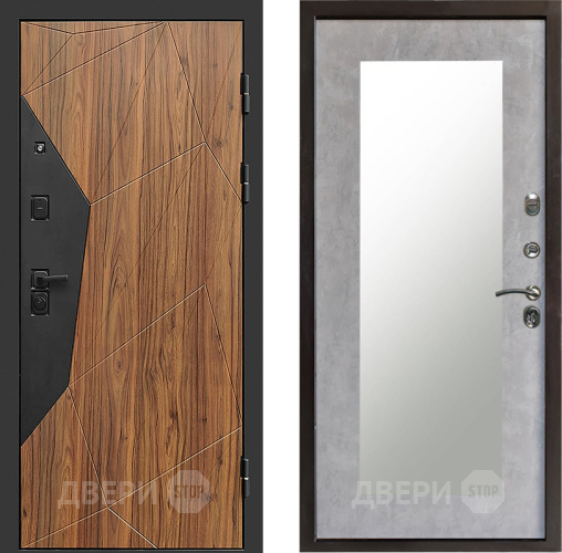 Входная металлическая Дверь Престиж Avangard Зеркло Пастораль Бетон светлый в Пушкино