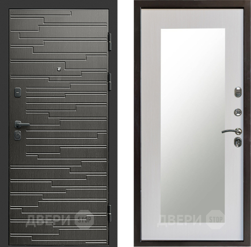 Входная металлическая Дверь Престиж Rivera Зеркло Пастораль Лиственница белая в Пушкино