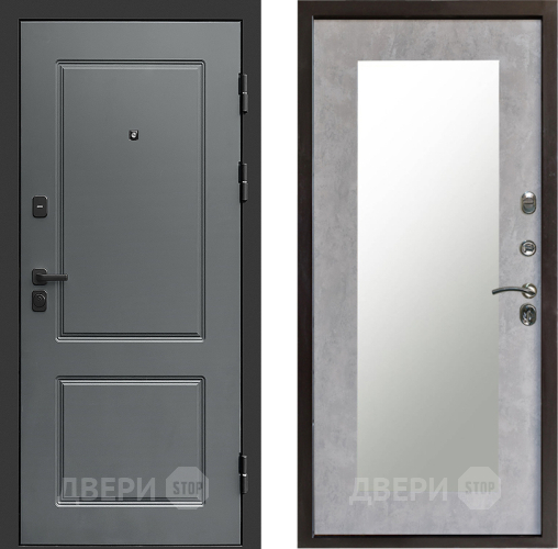 Входная металлическая Дверь Престиж Verona Зеркло Пастораль Бетон светлый в Пушкино
