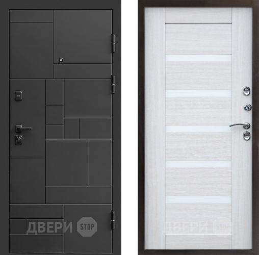 Входная металлическая Дверь Престиж Kvadro Царга Лиственница белая в Пушкино