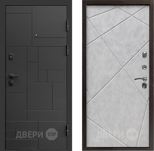 Входная металлическая Дверь Престиж Kvadro Лучи Бетон светлый в Пушкино