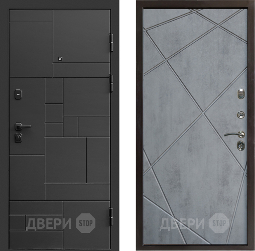 Входная металлическая Дверь Престиж Kvadro Лучи Бетон темный в Пушкино