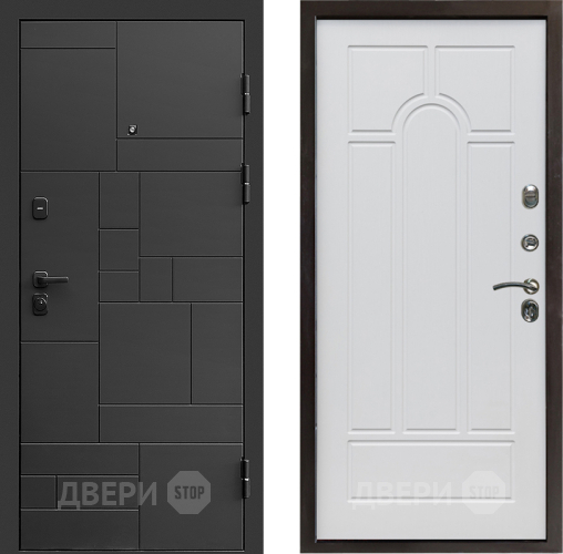 Входная металлическая Дверь Престиж Kvadro Арка Белое дерево в Пушкино