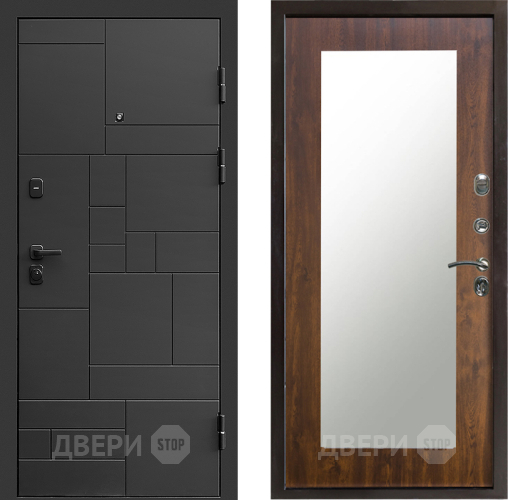 Входная металлическая Дверь Престиж Kvadro Зеркло Пастораль Дуб в Пушкино