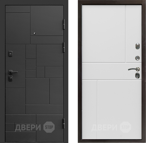 Входная металлическая Дверь Престиж Kvadro Горизонт Бетон белый в Пушкино