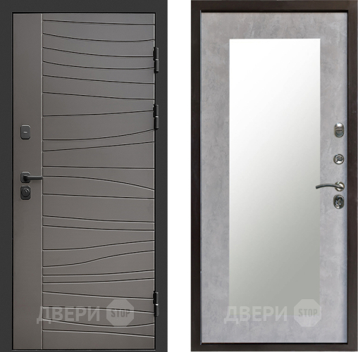 Входная металлическая Дверь Престиж Siciliya Зеркло Пастораль Бетон светлый в Пушкино