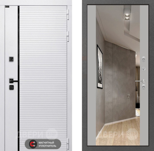 Входная металлическая Дверь Лабиринт (LABIRINT) Royal Зеркало Максимум Грей софт в Пушкино