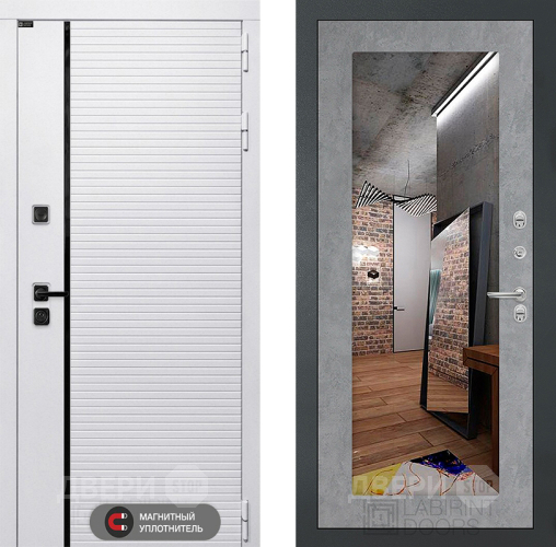 Дверь Лабиринт (LABIRINT) Royal Зеркало 18 Бетон светлый в Пушкино