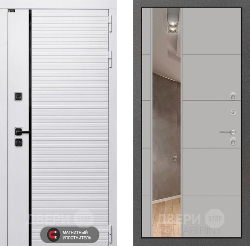 Входная металлическая Дверь Лабиринт (LABIRINT) Royal Зеркало 19 Грей софт в Пушкино