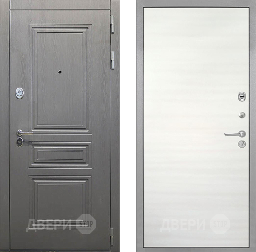 Входная металлическая Дверь Интекрон (INTECRON) Брайтон Графит Гладкая Дуб сильвер поперечный в Пушкино