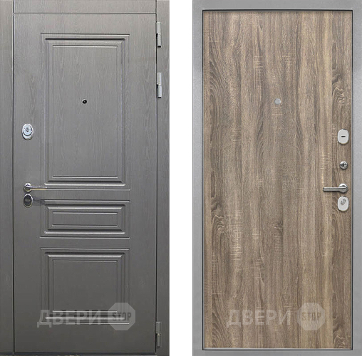 Входная металлическая Дверь Интекрон (INTECRON) Брайтон Графит Гладкая Дуб турин в Пушкино