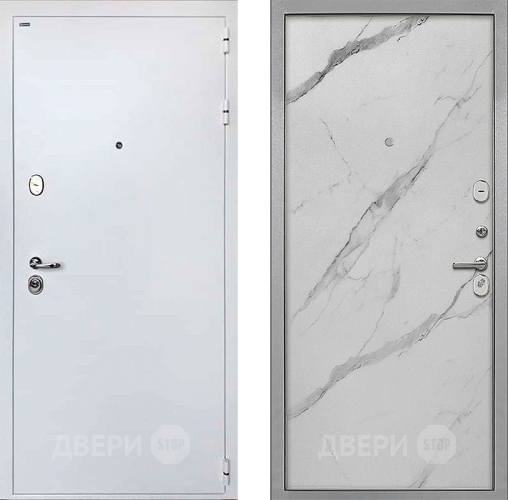 Входная металлическая Дверь Интекрон (INTECRON) Колизей White Гладкая Мрамор натуральный арктик в Пушкино