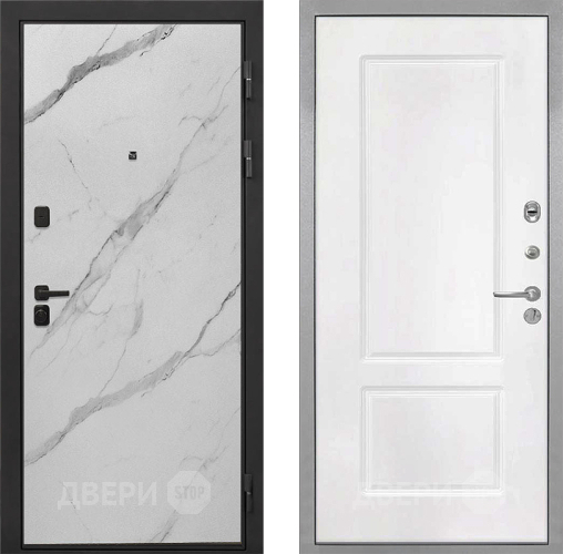 Входная металлическая Дверь Интекрон (INTECRON) Профит Black Мрамор Арктик КВ-2 Белый матовый в Пушкино