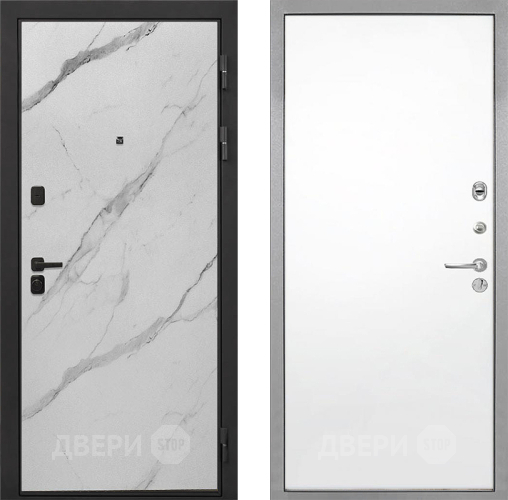 Входная металлическая Дверь Интекрон (INTECRON) Профит Black Мрамор Арктик Гладкая Силк Сноу в Пушкино