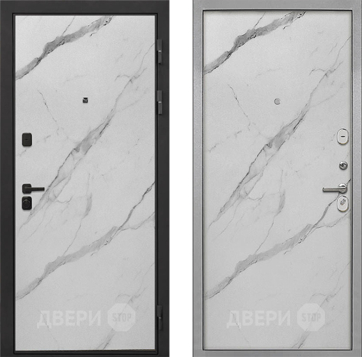 Входная металлическая Дверь Интекрон (INTECRON) Профит Black Мрамор Арктик Гладкая Мрамор натуральный арктик в Пушкино