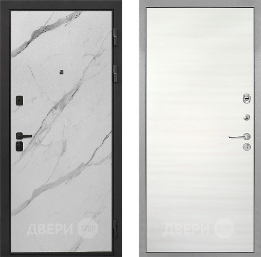 Входная металлическая Дверь Интекрон (INTECRON) Профит Black Мрамор Арктик Гладкая Дуб сильвер поперечный в Пушкино