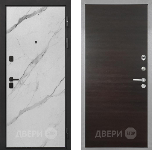 Входная металлическая Дверь Интекрон (INTECRON) Профит Black Мрамор Арктик Гладкая Эковенге поперечный в Пушкино