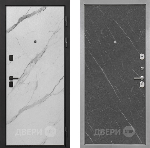 Входная металлическая Дверь Интекрон (INTECRON) Профит Black Мрамор Арктик Гладкая Гранит лава оникс в Пушкино