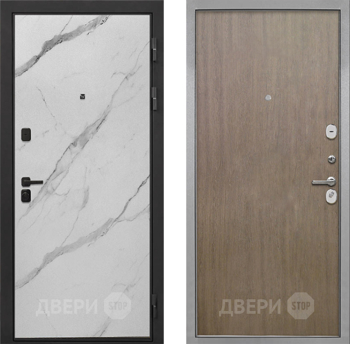 Входная металлическая Дверь Интекрон (INTECRON) Профит Black Мрамор Арктик Гладкая шпон Венге коричневый в Пушкино