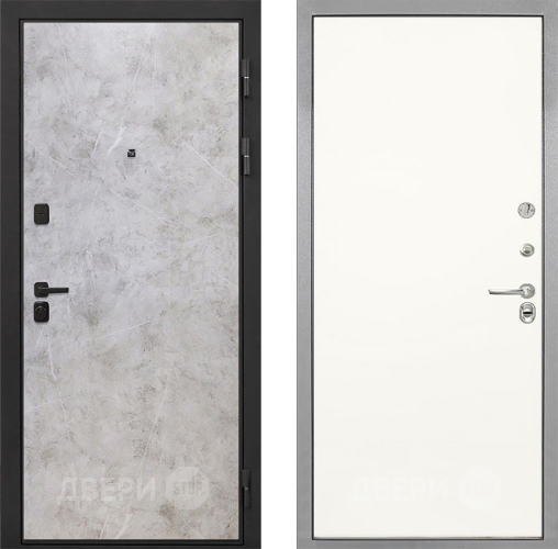 Входная металлическая Дверь Интекрон (INTECRON) Профит Black Мрамор Светлый Гладкая Слоновая кость в Пушкино