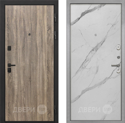 Входная металлическая Дверь Интекрон (INTECRON) Профит Black Дуб Турин Гладкая Мрамор натуральный арктик в Пушкино