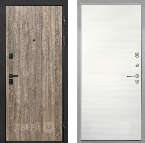 Входная металлическая Дверь Интекрон (INTECRON) Профит Black Дуб Турин Гладкая Дуб сильвер поперечный в Пушкино