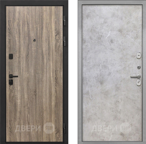 Входная металлическая Дверь Интекрон (INTECRON) Профит Black Дуб Турин Гладкая Мрамор светлый в Пушкино