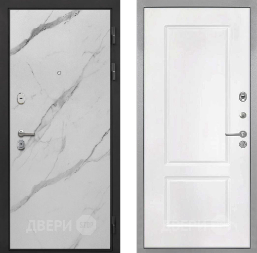Входная металлическая Дверь Интекрон (INTECRON) Гектор Мрамор Арктик КВ-2 Белый матовый в Пушкино