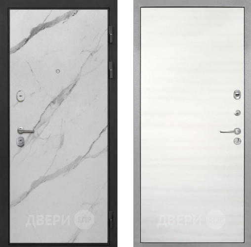 Входная металлическая Дверь Интекрон (INTECRON) Гектор Мрамор Арктик Гладкая Дуб сильвер поперечный в Пушкино