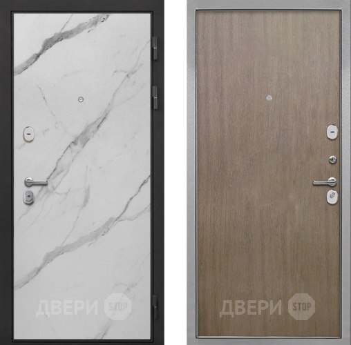 Входная металлическая Дверь Интекрон (INTECRON) Гектор Мрамор Арктик Гладкая шпон Венге коричневый в Пушкино