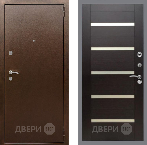 Входная металлическая Дверь Рекс (REX) 1А Медный Антик СБ-14 стекло белое венге поперечный в Пушкино