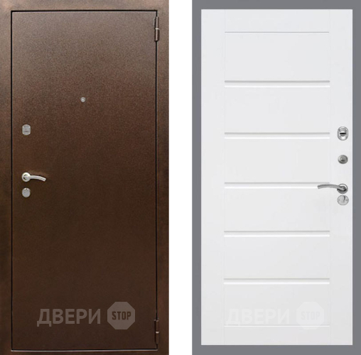 Входная металлическая Дверь Рекс (REX) 1А Медный Антик Сити Белый ясень в Пушкино