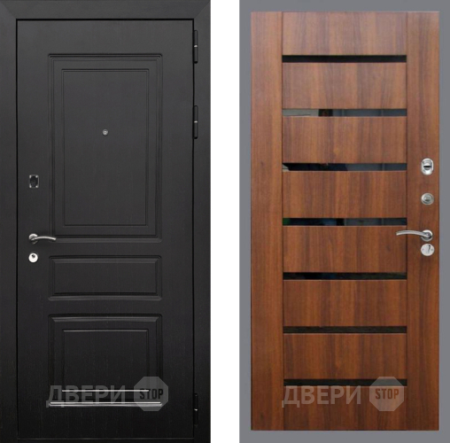 Входная металлическая Дверь Рекс (REX) 6 Венге СБ-14 стекло черное Орех бренди в Пушкино