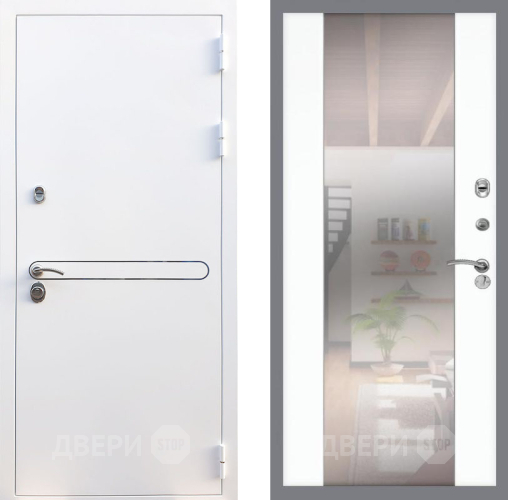 Входная металлическая Дверь Рекс (REX) 27 СБ-16 Зеркало Силк Сноу в Пушкино