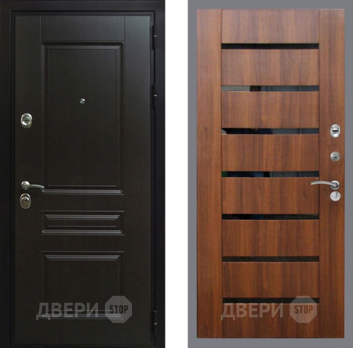 Дверь Рекс (REX) Премиум-Н СБ-14 стекло черное Орех бренди в Пушкино