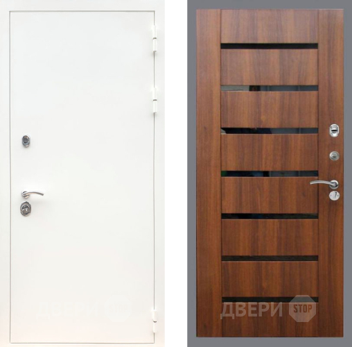 Входная металлическая Дверь Рекс (REX) 5 Белая Шагрень СБ-14 стекло черное Орех бренди в Пушкино